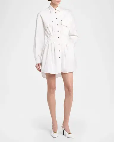 Versace Long-Sleeve Poplin Mini Dress | Thumbnail 3