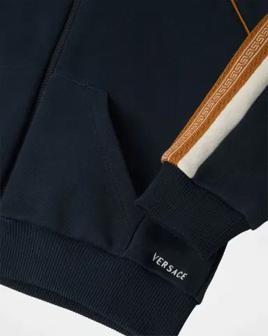 Versace Boy's Greca-Stripe Cotton Fleece Hoodie | Thumbnail 3