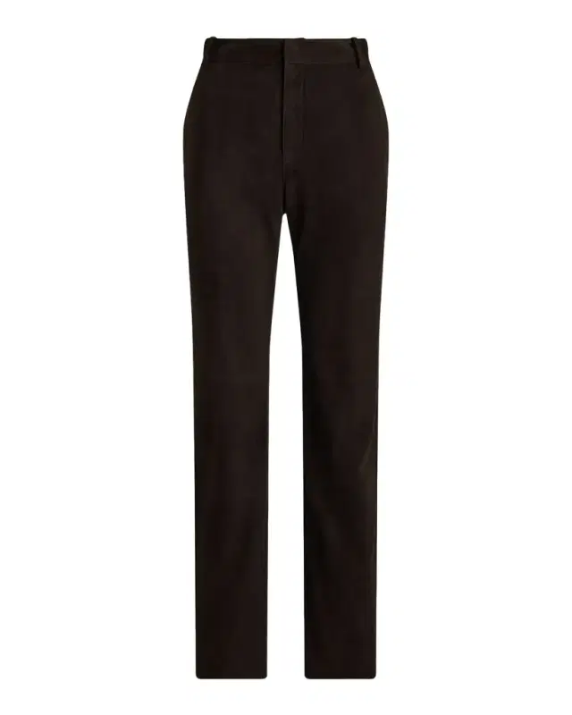 Keegan Lamb-Suede Straight-Leg Pants