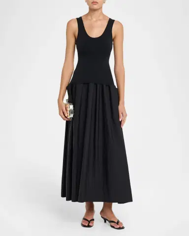 FFORME Marina Sleeveless Cotton-Silk Flared Midi Dress | Thumbnail 4