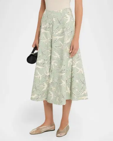 Altuzarra Varda Dove-Print A-Line Midi Skirt | Thumbnail 3 Altuzarra Varda Dove-Print A-Line Midi Skirt | Thumbnail 3