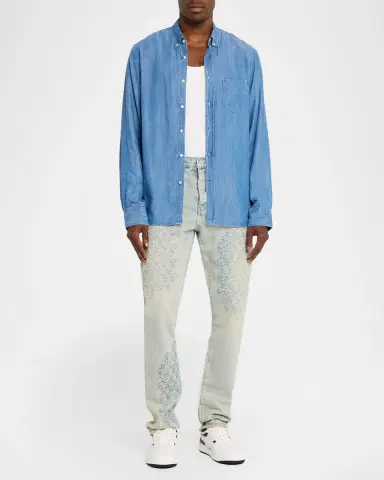 PURPLE Monogram Embossed Slim Straight Jeans | Thumbnail 2 PURPLE Monogram Embossed Slim Straight Jeans | Thumbnail 2