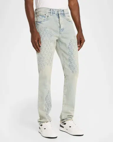 PURPLE Monogram Embossed Slim Straight Jeans | Thumbnail 4 PURPLE Monogram Embossed Slim Straight Jeans | Thumbnail 4