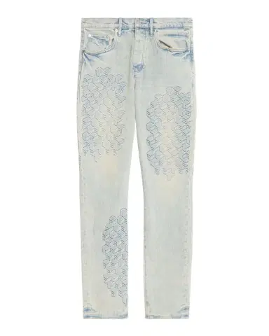 PURPLE Monogram Embossed Slim Straight Jeans | Thumbnail 1 PURPLE Monogram Embossed Slim Straight Jeans | Thumbnail 1