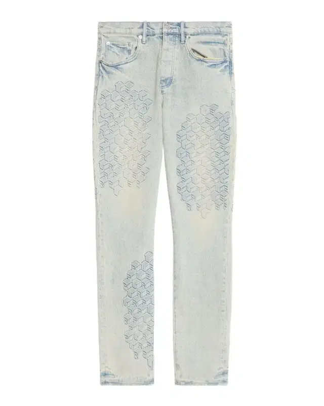 PURPLE Monogram Embossed Slim Straight Jeans