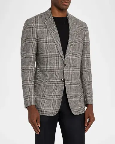 Giorgio Armani Men's Soft Glen Plaid Single-Breasted Sport Coat | Thumbnail 3 Giorgio Armani Men's Soft Glen Plaid Single-Breasted Sport Coat | Thumbnail 3