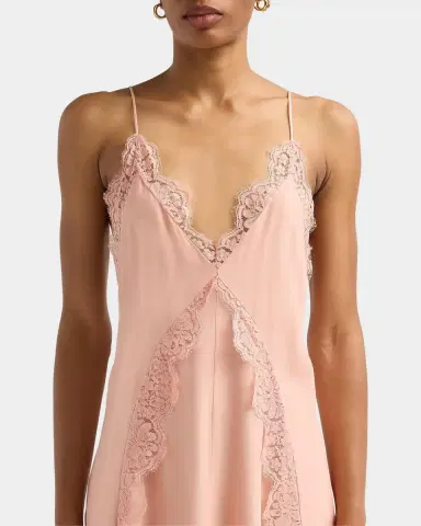 Stella McCartney Lace-Trim Silk V-Neck Midi Cami Dress | Thumbnail 2 Stella McCartney Lace-Trim Silk V-Neck Midi Cami Dress | Thumbnail 2
