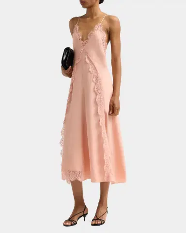 Stella McCartney Lace-Trim Silk V-Neck Midi Cami Dress | Thumbnail 3 Stella McCartney Lace-Trim Silk V-Neck Midi Cami Dress | Thumbnail 3