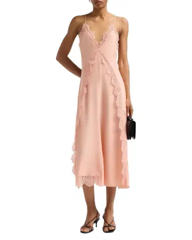 Stella McCartney Lace-Trim Silk V-Neck Midi Cami Dress | Thumbnail 1 Stella McCartney Lace-Trim Silk V-Neck Midi Cami Dress | Thumbnail 1