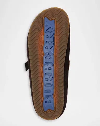 Burberry Men's Suede Check Shearling-Lined Urchin Clogs | Thumbnail 3