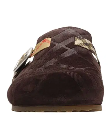 Burberry Men's Suede Check Shearling-Lined Urchin Clogs | Thumbnail 1