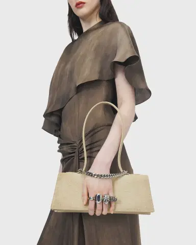 Alexander McQueen Jewelled Croc-Embossed Suede Top-Handle Bag | Thumbnail 2