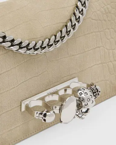 Alexander McQueen Jewelled Croc-Embossed Suede Top-Handle Bag | Thumbnail 5