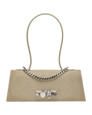 Alexander McQueen Jewelled Croc-Embossed Suede Top-Handle Bag | Thumbnail 1