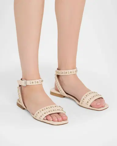 Stuart Weitzman Perry Embellished Leather Flat Sandals | Thumbnail 2 Stuart Weitzman Perry Embellished Leather Flat Sandals | Thumbnail 2