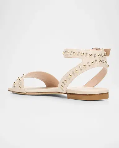 Stuart Weitzman Perry Embellished Leather Flat Sandals | Thumbnail 4 Stuart Weitzman Perry Embellished Leather Flat Sandals | Thumbnail 4