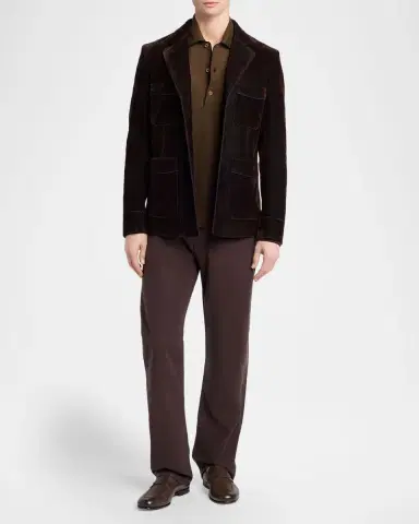 Tom Ford Men's Flocked Cotton Blend Patch Pocket Blazer | Thumbnail 2 Tom Ford Men's Flocked Cotton Blend Patch Pocket Blazer | Thumbnail 2