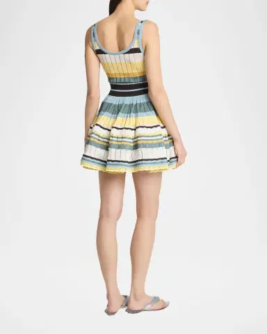 Alaïa Sleeveless Striped Crinoline Knit Mini Dress | Thumbnail 2