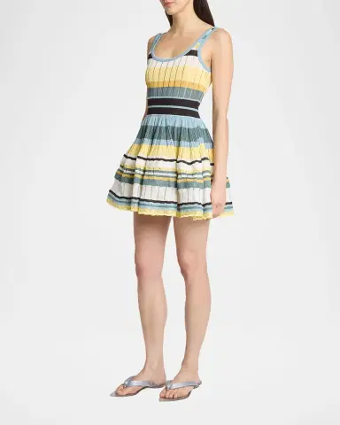 Alaïa Sleeveless Striped Crinoline Knit Mini Dress | Thumbnail 3