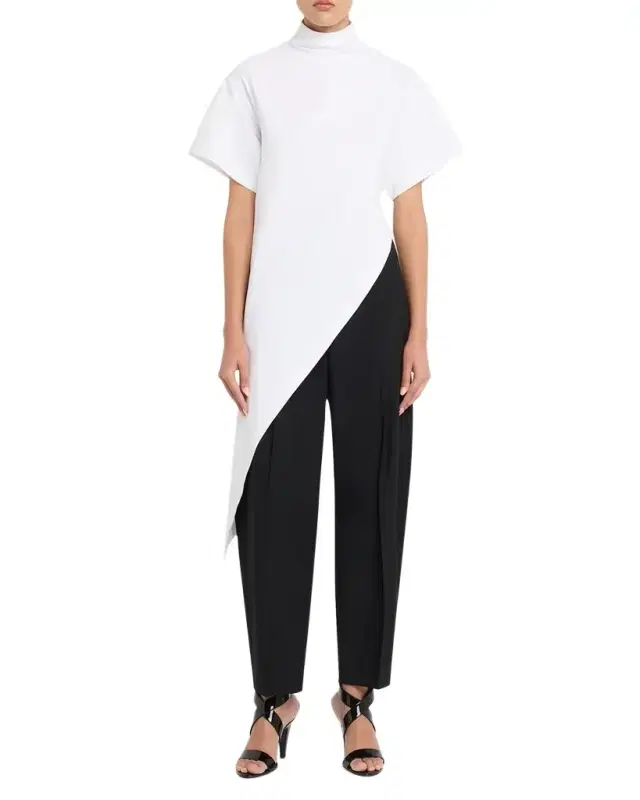ALAÏA Short-Sleeve Asymmetric Triangle T-Shirt