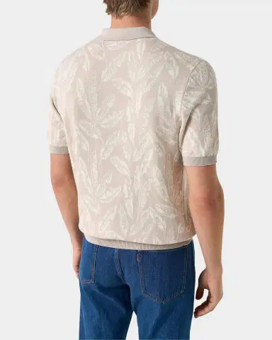 Eton Men 's Banana Leaf Jacquard Johnny Collar Polo Shirt | Thumbnail 2