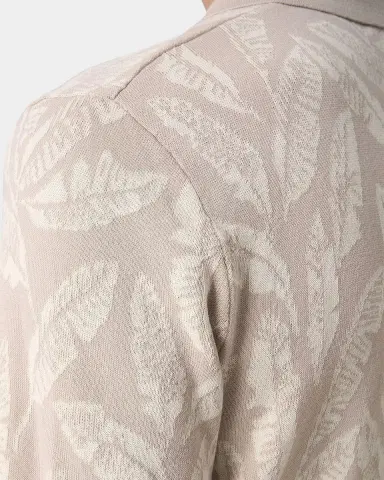 Eton Men 's Banana Leaf Jacquard Johnny Collar Polo Shirt | Thumbnail 6
