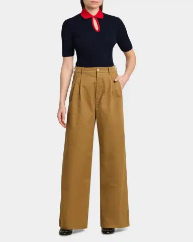Jil Sander Pleated Cotton Wide-Leg Trousers | Thumbnail 2