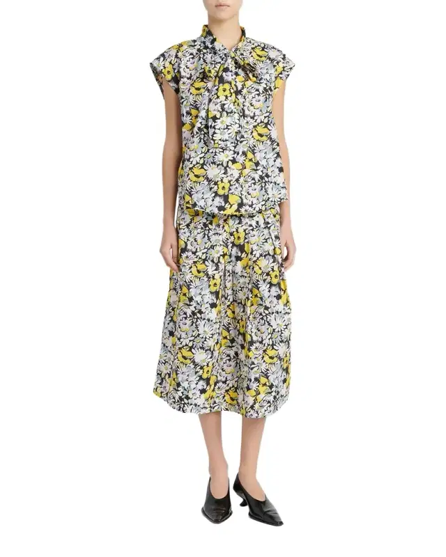 Floral Cotton Midi Skirt