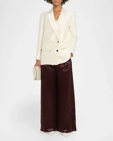 CYNTHIA ROWLEY Wide-Leg Snap Silk Pants | Thumbnail 2 CYNTHIA ROWLEY Wide-Leg Snap Silk Pants | Thumbnail 2