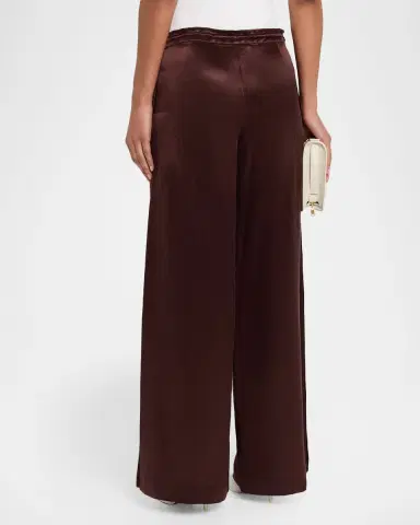 CYNTHIA ROWLEY Wide-Leg Snap Silk Pants | Thumbnail 3 CYNTHIA ROWLEY Wide-Leg Snap Silk Pants | Thumbnail 3
