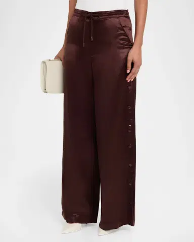 CYNTHIA ROWLEY Wide-Leg Snap Silk Pants | Thumbnail 4 CYNTHIA ROWLEY Wide-Leg Snap Silk Pants | Thumbnail 4
