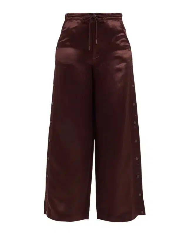 Cynthia Rowley Wide-Leg Snap Silk Pants