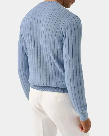 Eton Men's Structured Cotton Rib-Knit Crewneck Sweater | Thumbnail 2 Eton Men's Structured Cotton Rib-Knit Crewneck Sweater | Thumbnail 2