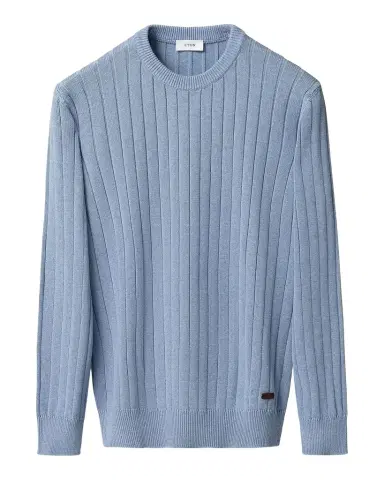 Eton Men's Structured Cotton Rib-Knit Crewneck Sweater | Thumbnail 1 Eton Men's Structured Cotton Rib-Knit Crewneck Sweater | Thumbnail 1