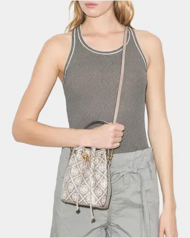 Tory Burch T Monogram Coated Canvas Mini Bucket Bag | Thumbnail 5 Tory Burch T Monogram Coated Canvas Mini Bucket Bag | Thumbnail 5