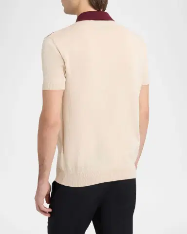 Valentino Garavani Men's Inlaid V Cotton Knit Polo Shirt | Thumbnail 2 Valentino Garavani Men's Inlaid V Cotton Knit Polo Shirt | Thumbnail 2