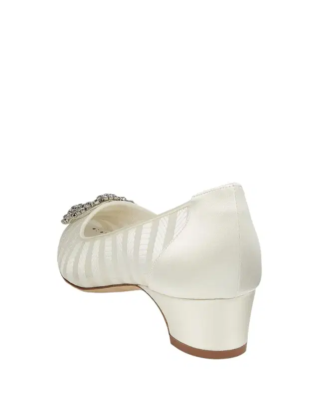 Manolo Blahnik 30mm Hangisilabar Striped Satin Pumps
