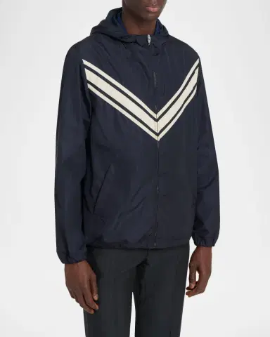 Valentino Garavani Men's Nylon Inlaid V Hooded Jacket | Thumbnail 3 Valentino Garavani Men's Nylon Inlaid V Hooded Jacket | Thumbnail 3