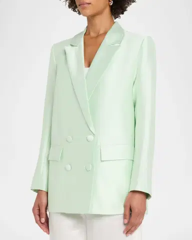 CYNTHIA ROWLEY Double-Breasted Silk-Wool Jacket | Thumbnail 4 CYNTHIA ROWLEY Double-Breasted Silk-Wool Jacket | Thumbnail 4