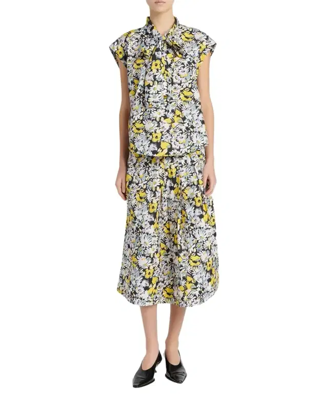 Floral Tie-Neck Blouse