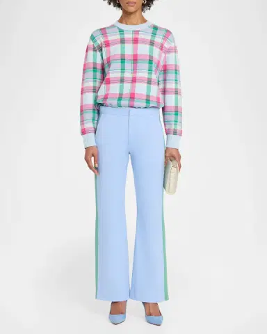 CYNTHIA ROWLEY Grosgrain-Trim Cotton Flare Pants | Thumbnail 2 CYNTHIA ROWLEY Grosgrain-Trim Cotton Flare Pants | Thumbnail 2