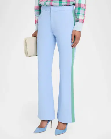 CYNTHIA ROWLEY Grosgrain-Trim Cotton Flare Pants | Thumbnail 4 CYNTHIA ROWLEY Grosgrain-Trim Cotton Flare Pants | Thumbnail 4