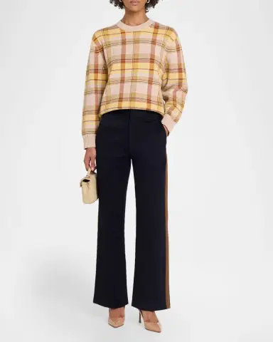 CYNTHIA ROWLEY Grosgrain-Trim Cotton Flare Pants | Thumbnail 2 CYNTHIA ROWLEY Grosgrain-Trim Cotton Flare Pants | Thumbnail 2