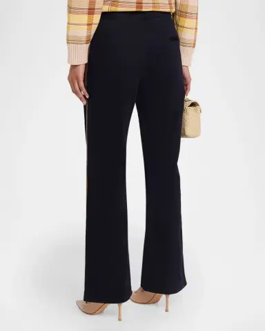 CYNTHIA ROWLEY Grosgrain-Trim Cotton Flare Pants | Thumbnail 3 CYNTHIA ROWLEY Grosgrain-Trim Cotton Flare Pants | Thumbnail 3