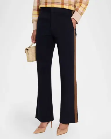 CYNTHIA ROWLEY Grosgrain-Trim Cotton Flare Pants | Thumbnail 4 CYNTHIA ROWLEY Grosgrain-Trim Cotton Flare Pants | Thumbnail 4