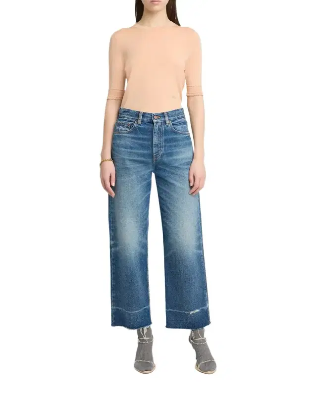 Chloe Mid-Rise Straight-Leg Raw-Hem Ankle Jeans