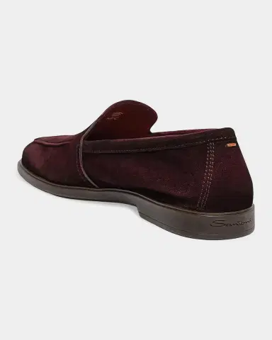 Santoni Men's Malibu Suede Apron-Toe Loafers | Thumbnail 2 Santoni Men's Malibu Suede Apron-Toe Loafers | Thumbnail 2