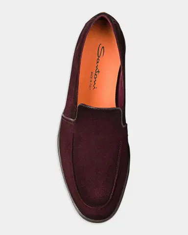 Santoni Men's Malibu Suede Apron-Toe Loafers | Thumbnail 4 Santoni Men's Malibu Suede Apron-Toe Loafers | Thumbnail 4
