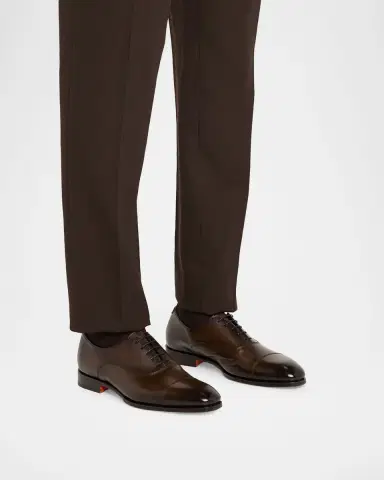 Santoni Men's Leather Cap-Toe Derby Shoes | Thumbnail 2