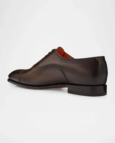 Santoni Men's Leather Cap-Toe Derby Shoes | Thumbnail 4